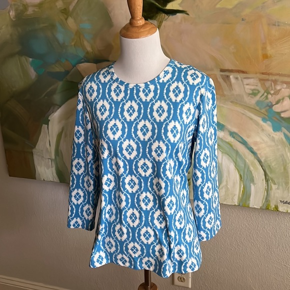 J. McLaughlin Wavesong Tee NEW with tags - medium blue white - Picture 6 of 16